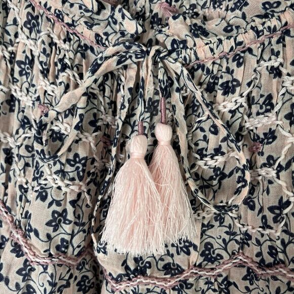 J Jill Shirt Womens XL Floral Blue Pink Crinkle Sheer Art Artsy Shirt Ladies - Picture 2 of 7